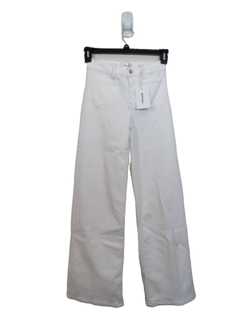 Frame size 32 Le Slim Palazzo Modernist Pocket Jeans White Wide Leg NEW $298